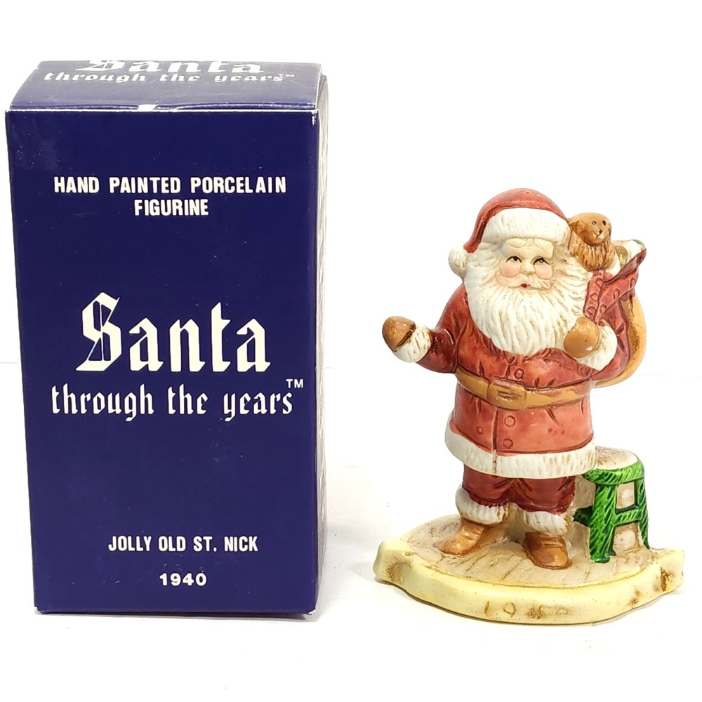 Santa Through The Years 1940 Jolly Old ST. Nick Christmas Porcelain 1990 Vtg‎